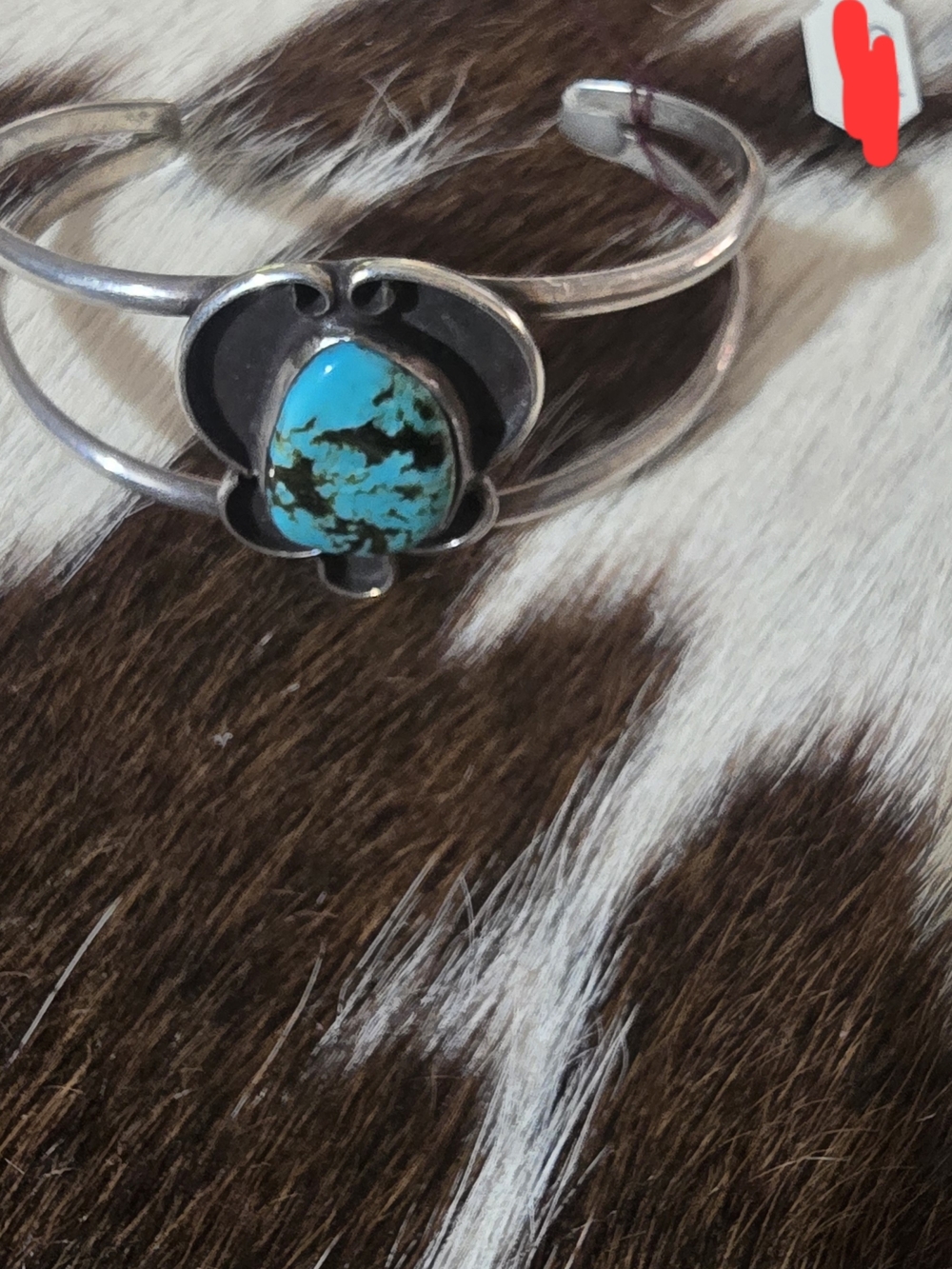 Vintage Native American Sterling Silver Turquoise Cuff